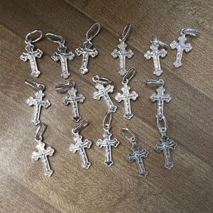 Sterling silver crosses for jewelry making and charms around 24 in all